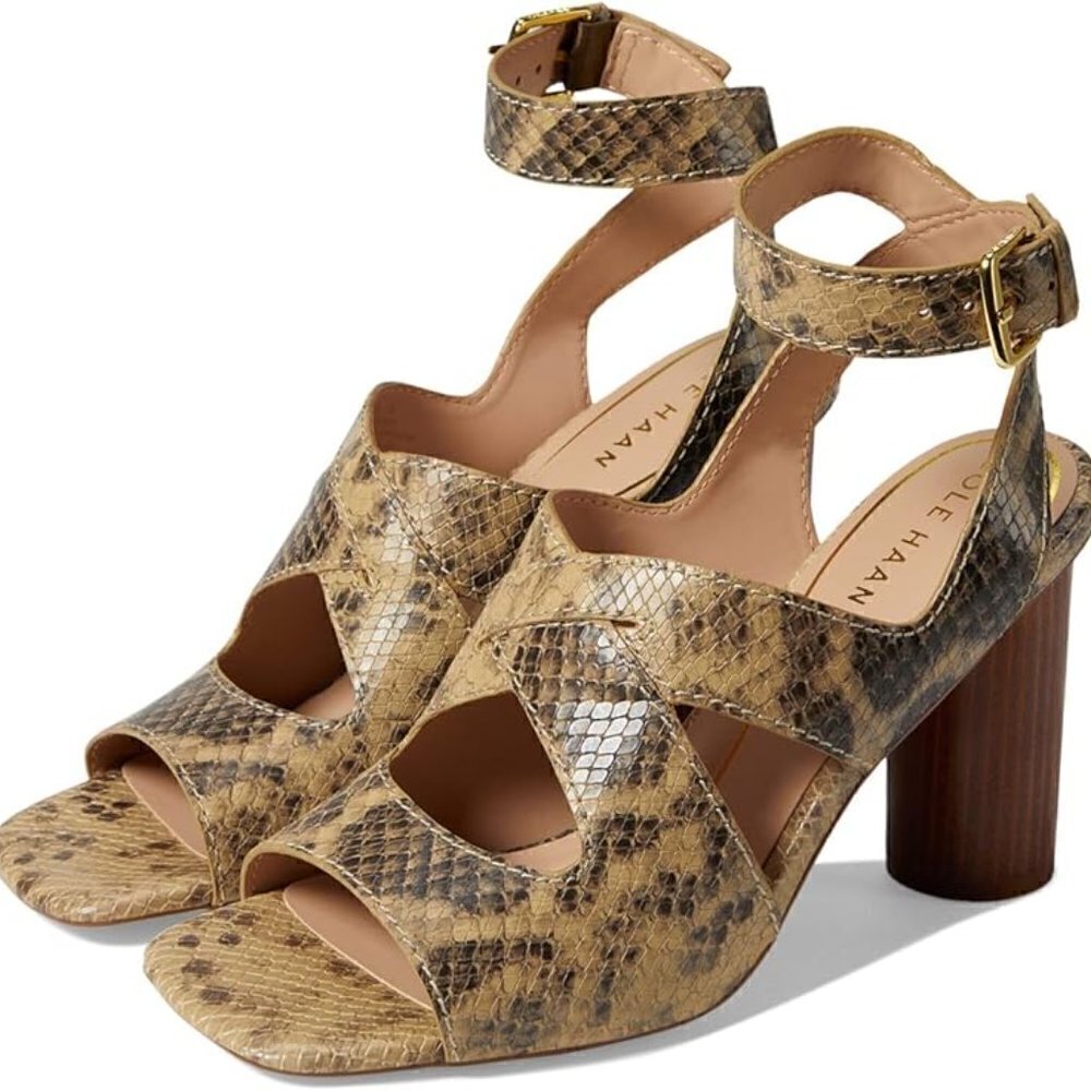 Cole Haan Reina City Sandal 85 mm Snake Print‎ Leather size 9 B New